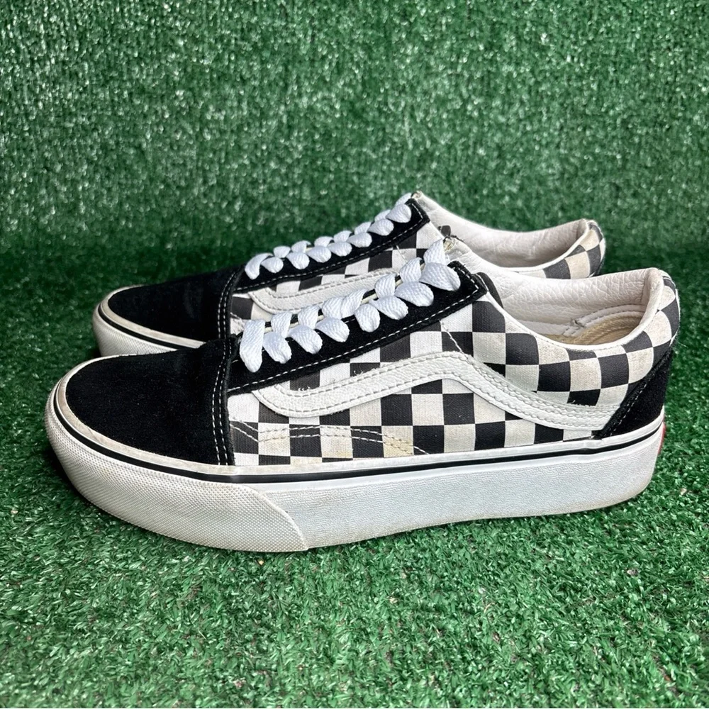 Vans Old Skool Checkerboard Womens Size 8 Black White Platform Shoes Sneakers - Picture 3 of 12